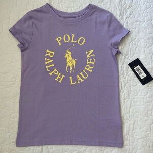 NWT Polo Ralph Lauren Girls Purple and Yellow Logo T-Shirt